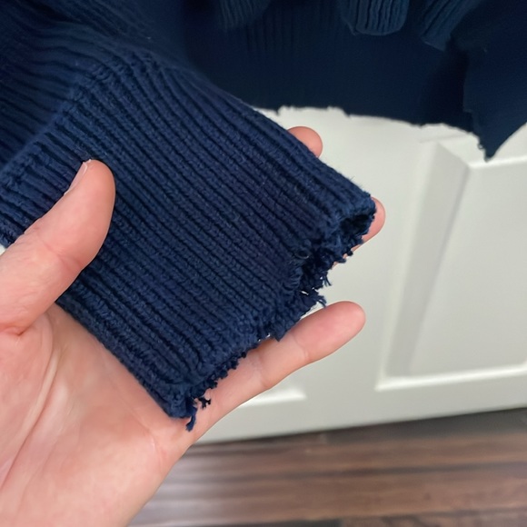 NWT 525 America Lea Distressed Stripe Cotton Pullover Sweater - Picture 7 of 8